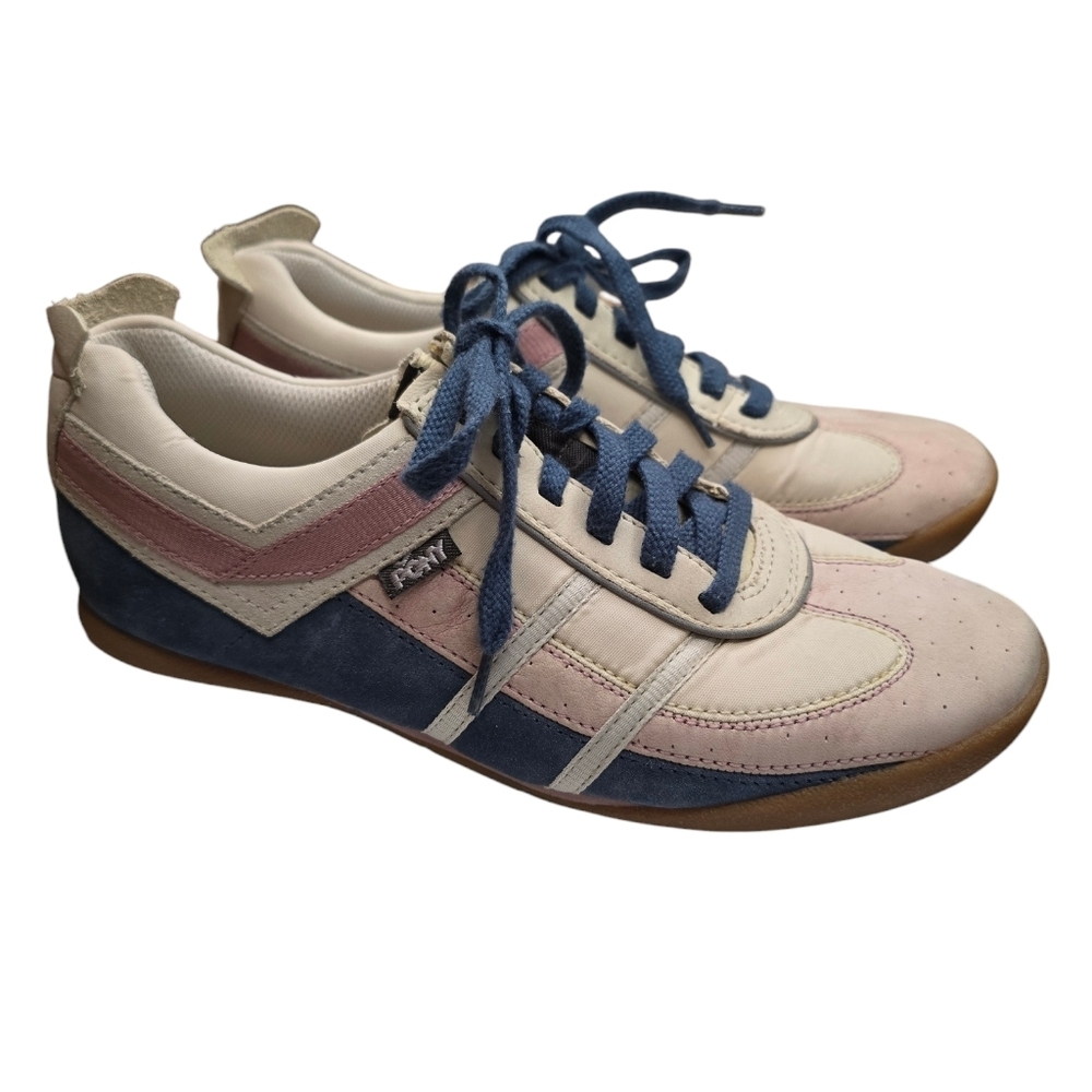 Pony Dash Leather Pink Purple Blue White Sneakers 8.5